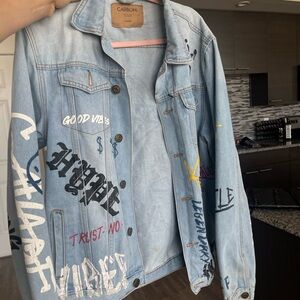 Carbon graffiti jean jacket